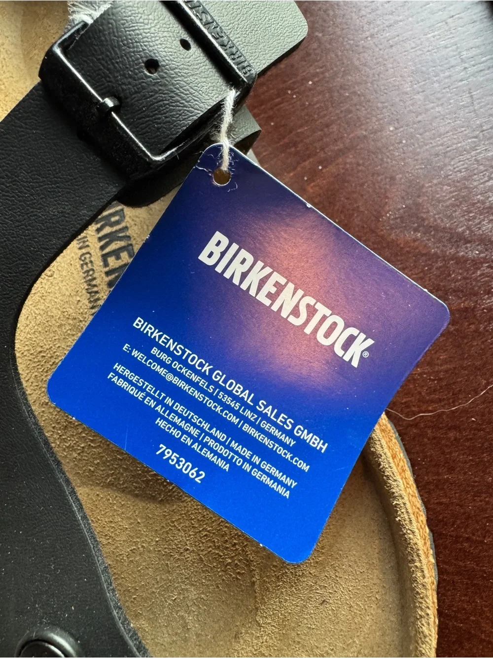 Birkenstock Black Leather Thong Sandal with Buckle